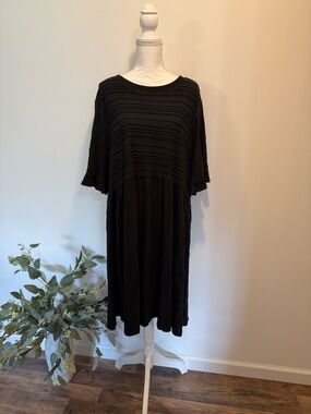 🖤 Terra & Sky Black Ribbed Midi Dress 🖤
